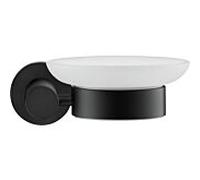 Duravit D-Code porte-savon 0099184600 position à droite, Ø 108mm, noir mat, installation murale
