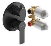 Duravit D-Code set de robinetterie de bain DC5210008046 à encastrer, système de mélange en céramique, noir mat, Ø137 mm