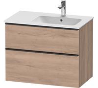 Duravit D-Neo bâti-support lavabo suspendu, 810x625x462mm, 1 tiroir, avec poignée diamant noir, DE43670BD550000, Couleur: Décor chêne marbré