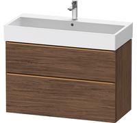 Duravit D-Neo bâti-support lavabo suspendu,984x625x442mm, 1 tiroir, avec poignée bronze brossé, DE4374004210000, Couleur: Décor noyer foncé mat