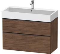 Duravit D-Neo bâti-support lavabo suspendu,984x625x442mm, 1 tiroir, avec poignée diamant noir, DE43740BD210000, Couleur: Décor noyer foncé mat