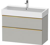 Duravit D-Neo bâti-support lavabo suspendu,984x625x442mm, 1 tiroir, avec poignée or poli, DE4374034070000, Couleur: DÃ©cor gris bÃ©ton mat