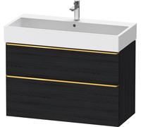 Duravit D-Neo bâti-support lavabo suspendu,984x625x442mm, 1 tiroir, avec poignée or poli, DE4374034160000, Couleur: Décor chêne noir mat