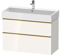 Duravit D-Neo bâti-support lavabo suspendu,984x625x442mm, 1 tiroir, avec poignée or poli, DE4374034220000, Couleur: Décor blanc brillant