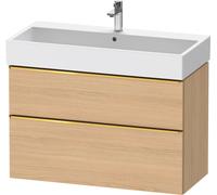 Duravit D-Neo bâti-support lavabo suspendu,984x625x442mm, 1 tiroir, avec poignée or poli, DE4374034300000, Couleur: Décor chêne naturel mat
