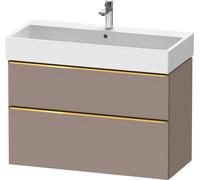 Duravit D-Neo bâti-support lavabo suspendu,984x625x442mm, 1 tiroir, avec poignée or poli, DE4374034430000, Couleur: Décor basalte mat