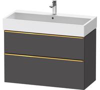 Duravit D-Neo bâti-support lavabo suspendu,984x625x442mm, 1 tiroir, avec poignée or poli, DE4374034490000, Couleur: Décor graphite mat