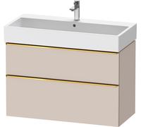 Duravit D-Neo bâti-support lavabo suspendu,984x625x442mm, 1 tiroir, avec poignée or poli, DE4374034910000, Couleur: DÃ©cor taupe mat