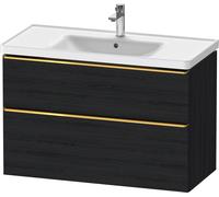 Duravit D-Neo bâti-support lavabo suspendu, 984x625x452mm, 1 tiroir, avec poignée or poli, DE4356034160000, Couleur: Décor chêne noir mat