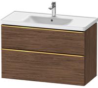 Duravit D-Neo bâti-support lavabo suspendu, 984x625x452mm, 1 tiroir, avec poignée or poli, DE4356034210000, Couleur: Décor noyer foncé mat