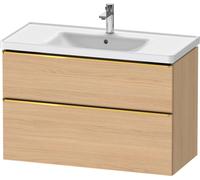 Duravit D-Neo bâti-support lavabo suspendu, 984x625x452mm, 1 tiroir, avec poignée or poli, DE4356034300000, Couleur: Décor chêne naturel mat