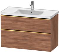 Duravit D-Neo bâti-support lavabo suspendu, 984x625x452mm, 1 tiroir, avec poignée or poli, DE4356034790000, Couleur: Décor noyer mat