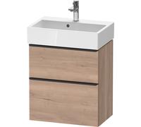 Duravit D-Neo bâti-support lavabo suspendu, Compact, 584x625x372mm, 1 tiroir, avec poignée noir diamant, DE43290BD550000, Couleur: Décor chêne marbré