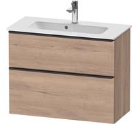 Duravit D-Neo bâti-support lavabo suspendu, Compact, 810x625x372mm, 1 tiroir, avec poignée noir diamant, DE43690BD550000, Couleur: Décor chêne marbré