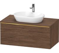 Duravit D-Neo Meuble sous-lavabo en console suspendu, 1000x459x550mm, 1 tiroir, avec poignée or poli, DE4948034210000, Couleur: Décor noyer foncé mat