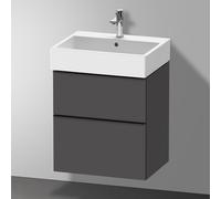 Duravit D-Neo bâti-support lavabo suspendu, 584x625x442mm, 1 tiroir, avec poignée diamant noir, DE43710BD490000, Couleur: Décor graphite mat