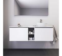 Duravit D-Neo Meuble sous-vasque en console suspendu (découpe à droite), 1400x459x550mm, 2 tiroirs, 2 compartiments ouverts, avec poignée noir diamant, DE4950RBD180000