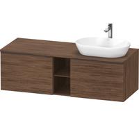 Duravit D-Neo Meuble sous-vasque en console suspendu (découpe à droite), 1400x459x550mm, 2 tiroirs, 2 compartiments ouverts, avec poignée noir diamant, DE4950RBD210000, Couleur: DÃ©cor noyer foncÃ©