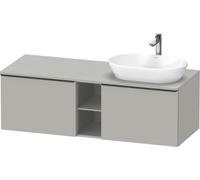 Duravit D-Neo Meuble sous-vasque en console suspendu (découpe à droite), 1400x459x550mm, 2 tiroirs, 2 compartiments ouverts, avec poignée noir diamant, DE4950RBD070000, Couleur: DÃ©cor gris bÃ©ton mat