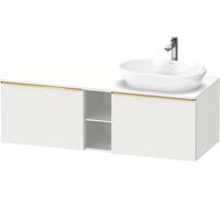 Duravit D-Neo Meuble sous-vasque en console suspendu (découpe à droite), 1400x459x550mm, 2 tiroirs, 2 compartiments ouverts, avec poignée or poli, DE4950R34180000, Couleur: Décor blanc mat