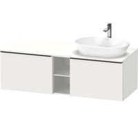 Duravit D-Neo Meuble sous-vasque en console suspendu (découpe à droite), 1400x459x550mm, 2 tiroirs, 2 compartiments ouverts, avec poignée noir diamant, DE4950RBD180000, Couleur: Décor blanc mat