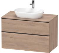 Duravit D-Neo, sous-lavabo en console suspendu, 1000x664x550mm, 1x tiroir, 1x tiroir, avec poignée noir diamant, DE49680BD550000, Couleur: Décor chêne marbré