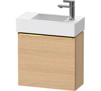 Duravit D-Neo, sous-lavabo en console suspendu, 484x440x222mm, 1 porte, charnières à droite, avec poignée or poli, DE4219R34300000
