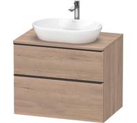 Duravit D-Neo, sous-lavabo en console suspendu, 800x664x550mm, 1x tiroir, 1x tiroir, avec poignée noir diamant, DE49670BD550000, Couleur: Décor chêne marbré