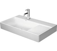 Duravit DuraSquare meuble vasque asymétrique 2348800041 80x47cm, sans trop-plein, avec plage de robinetterie, lavabo à gauche, trou pour robinet 2000 blanc
