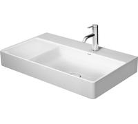 Duravit DuraSquare vasque pour meuble asymétrique 2349800070 80x47cm, sans trop-plein, avec plage de robinetterie, vasque à droite, sans trou pour robinetterie, blanc