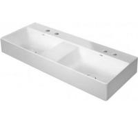 Duravit DuraSquare lavabo double, meuble lavabo double 120x47cm, 2 trous pour robinet, sans trop-plein, avec banc pour trou de robinet, 23531200401