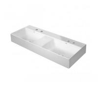 Duravit DuraSquare lavabo double, meuble lavabo double 120x47cm, 2 trous pour robinet, sans trop-plein, avec banc pour trou de robinet, 23531200401, Couleur: Blanc avec Wondergliss