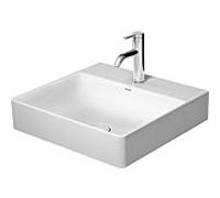 Duravit DuraSquare lavabo pour meuble 23535000401 50 x 47 cm, sans trop-plein, avec plage de robinetterie, 2 trous pour robinetterie, blanc WonderGliss