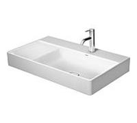 Duravit DuraSquare meubles palettes poncé asymétriquement 23498000791 80x47cm, sans trop - plein, avec la plate - forme du robinet, bassin à droite, sans trou de coulée, blanc Wondergliss