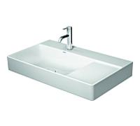 Duravit DuraSquare vasque pour meuble asymétrique 2348800040 80x47cm, sans trop-plein, avec plage de robinetterie, lavabo à gauche, 2 trous pour robinetterie, blanc
