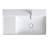 Duravit DuraSquare meuble vasque asymétrique 23498000411 80x47cm, sans trop-plein, avec plage de robinetterie, lavabo à droite, trou pour robinet 2000 blanc WonderGliss