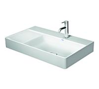Duravit DuraSquare meuble vasque asymétrique 2349800044 80x47cm, sans trop-plein, avec plage de robinetterie, vasque à droite, 3 trous pour robinetterie, blanc