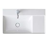 Duravit DuraSquare asymétriquement 23488000711 80 x 47 cm, sans trop-plein, avec plage de robinetterie, vasque à gauche, trou robinetterie 2000 blanc WonderGliss