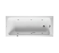 Duravit D-Code baignoire balnéo, 1600x700mm, 1 pente de dossier, Jet Project, rectangulaire, écoulement au pied, blanc brillant, 760096000JP1000