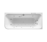 Duravit Happy D.2 baignoire balnéo, coin à droite, double dos inclinés, habillage acrylique moulé, garniture de vidage et de trop-plein, système combiné E, 1800x800mm, 760317000CE1000