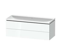 Duravit L-Cube c-shaped Ensemble suspendu, 2 tiroirs, sans trop-plein, sans trou pour robinetterie, 1200x480x480mm, LC6953N85850000, Couleur: Laque brillante blanche