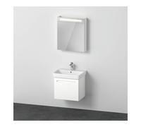 Duravit No.1 Ensemble de meubles 600, incl. lavabo, meuble sous-lavabo, armoire de toilette avec charnières à gauche, N10155L18180000, Couleur: Décor blanc mat