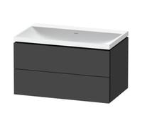 Duravit L-Cube c-shaped Ensemble suspendu, 2 tiroirs, sans trop-plein, sans trou pour robinetterie, 800x480x480mm, LC6951N49490000, Couleur: Décor graphite mat
