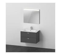 Duravit Xbase, ensemble de meubles muraux, avec miroir LED, lavabo et meuble sous-lavabo, largeur 800 mm, XB007104949, Couleur: Décor graphite mat