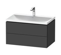 Duravit L-Cube c-shaped Ensemble suspendu, 2 tiroirs, sans trop-plein, 1 trou pour robinet, 800x480x480mm, LC6951O49490000, Couleur: Décor graphite mat