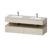 Duravit Collection One lavabo à encastrer avec meuble sous-vasque en console, 1600x550x600mm, niche en chêne naturel, double lavabos double, QA4797030830000, Couleur: taupe supermatt