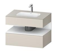 Duravit Collection One lavabo à encastrer avec meuble sous-vasque en console, 800x550x600mm, niche blanc mat, QA4785018910010, Couleur: Taupe mat/avec Ã©clairage de niche