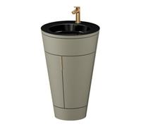 Duravit Starck 1 ,c-bonded set S19515O04920010 poignée bronze, Céramique noir mat, éclairage intérieur, sur pied, gris pierre satiné mat, 864 x 560 x 605 mm