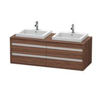 Ketho Duravit vasque KT6757B2121 140x55x49,6cm, pour vasque à encastrer, 4 tiroirs, découpe des deux côtés, noyer foncé