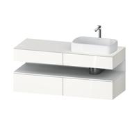 Duravit Duravit Meuble sous-lavabo Qatego 140x55x60 cm, blanc mat/blanc brillant, placage, évier à droite Quantité:1